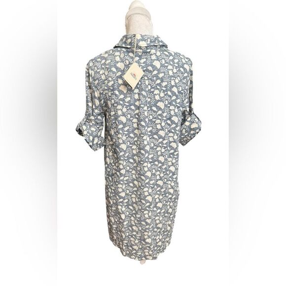 Faherty Penny dress in Indigo Echo Floral  Linen blend size medium - Picture 4 of 6